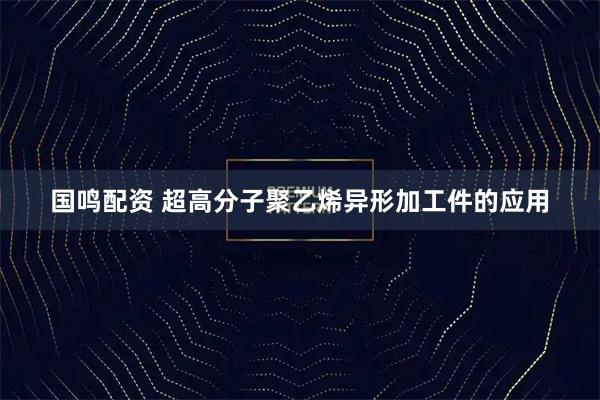 国鸣配资 超高分子聚乙烯异形加工件的应用