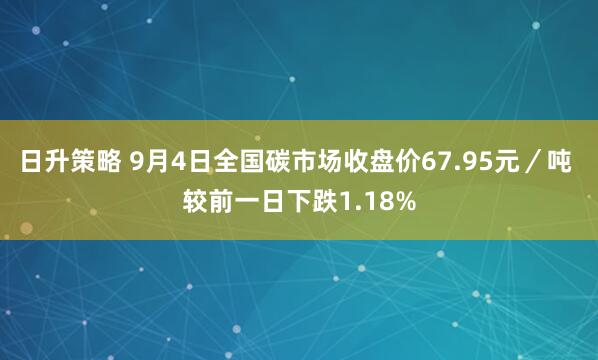 日升策略 9月4日全国碳市场收盘价67.95元／吨 较前一日下跌1.18%